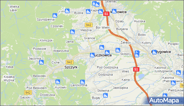 mapa Buczkowice, Buczkowice na mapie Targeo