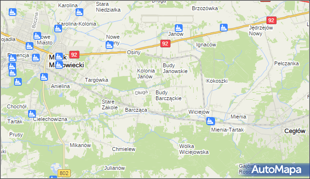 mapa Budy Barcząckie, Budy Barcząckie na mapie Targeo