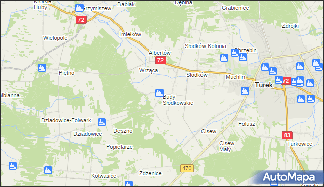 mapa Budy Słodkowskie, Budy Słodkowskie na mapie Targeo