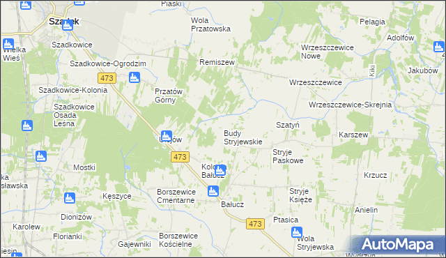 mapa Budy Stryjewskie, Budy Stryjewskie na mapie Targeo