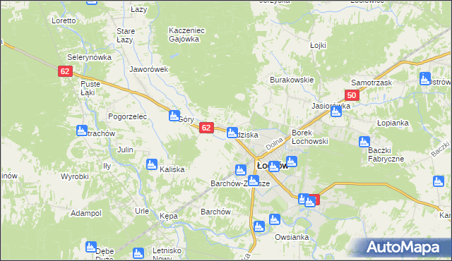 mapa Budziska gmina Łochów, Budziska gmina Łochów na mapie Targeo