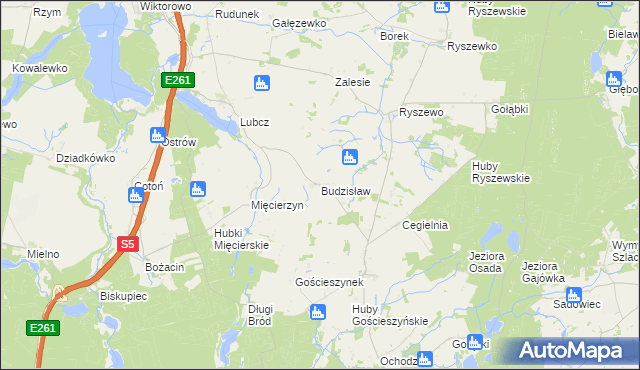 mapa Budzisław gmina Rogowo, Budzisław gmina Rogowo na mapie Targeo