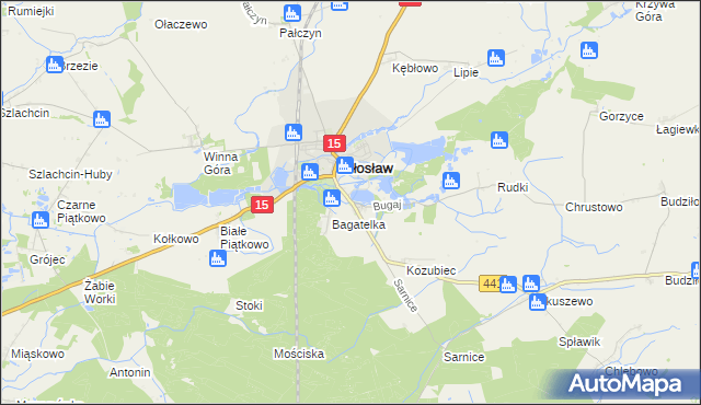 mapa Bugaj gmina Miłosław, Bugaj gmina Miłosław na mapie Targeo