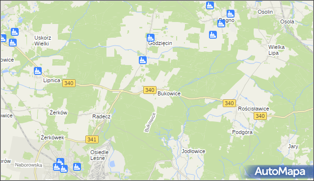 mapa Bukowice gmina Brzeg Dolny, Bukowice gmina Brzeg Dolny na mapie Targeo