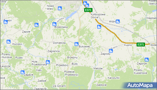 mapa Bukowiec gmina Kolbuszowa, Bukowiec gmina Kolbuszowa na mapie Targeo