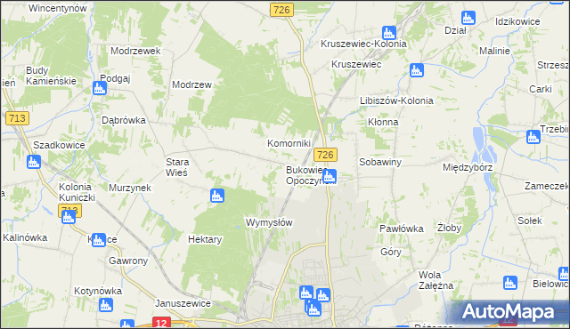 mapa Bukowiec Opoczyński, Bukowiec Opoczyński na mapie Targeo