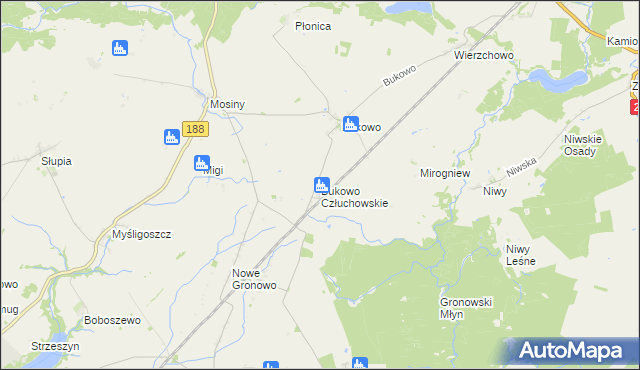 mapa Bukowo Człuchowskie, Bukowo Człuchowskie na mapie Targeo