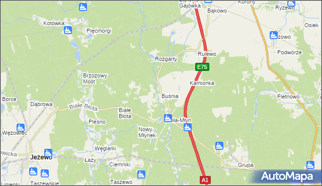 mapa Buśnia, Buśnia na mapie Targeo