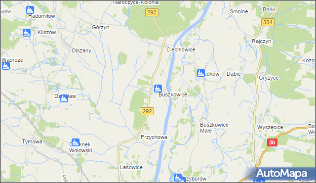 mapa Buszkowice gmina Ścinawa, Buszkowice gmina Ścinawa na mapie Targeo