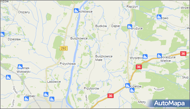 mapa Buszkowice Małe, Buszkowice Małe na mapie Targeo
