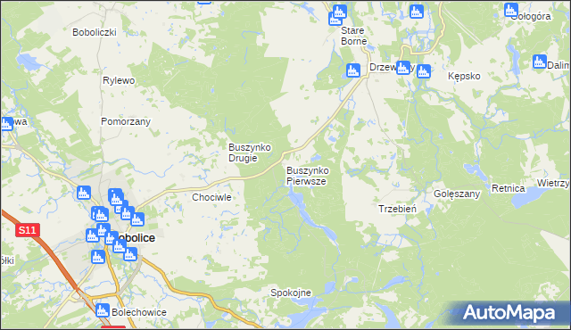 mapa Buszynko Pierwsze, Buszynko Pierwsze na mapie Targeo