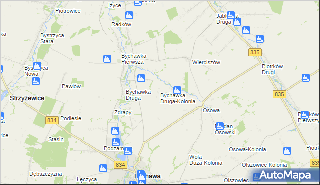 mapa Bychawka Druga-Kolonia, Bychawka Druga-Kolonia na mapie Targeo