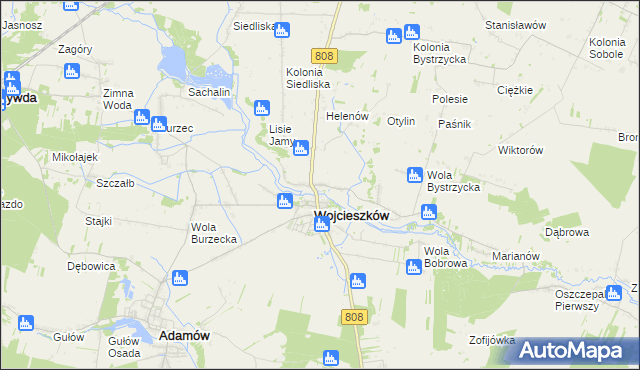 mapa Bystrzyca gmina Wojcieszków, Bystrzyca gmina Wojcieszków na mapie Targeo