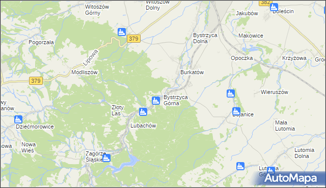 mapa Bystrzyca Górna, Bystrzyca Górna na mapie Targeo