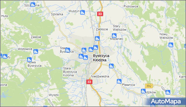 mapa Bystrzyca Kłodzka, Bystrzyca Kłodzka na mapie Targeo