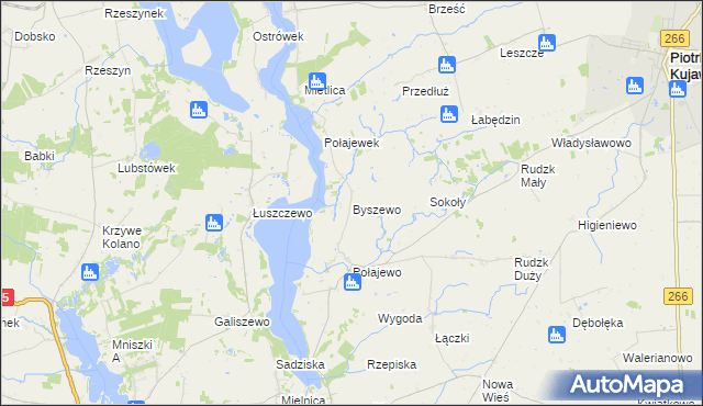 mapa Byszewo gmina Piotrków Kujawski, Byszewo gmina Piotrków Kujawski na mapie Targeo