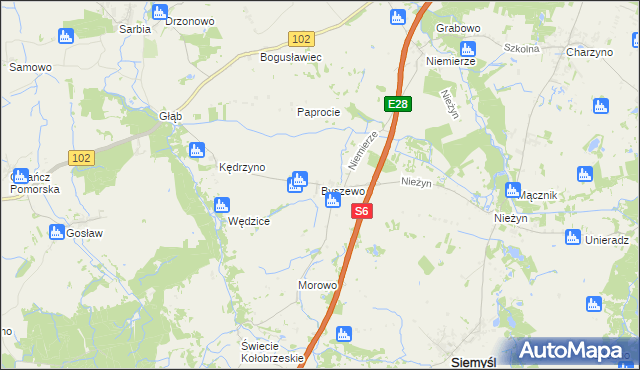 mapa Byszewo gmina Siemyśl, Byszewo gmina Siemyśl na mapie Targeo