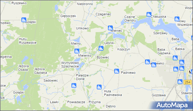 mapa Bzówiec, Bzówiec na mapie Targeo