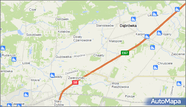 mapa Chajęty, Chajęty na mapie Targeo