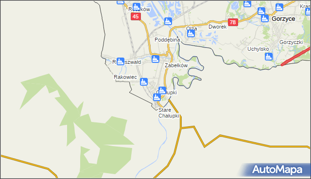 mapa Chałupki gmina Krzyżanowice, Chałupki gmina Krzyżanowice na mapie Targeo