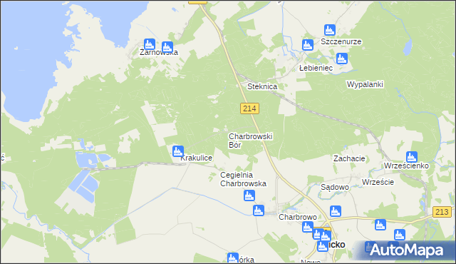 mapa Charbrowski Bór, Charbrowski Bór na mapie Targeo