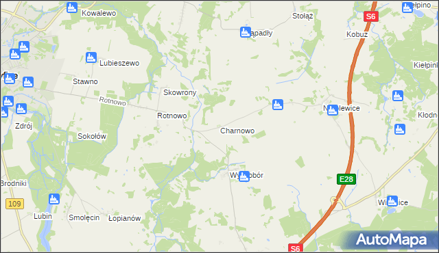 mapa Charnowo gmina Płoty, Charnowo gmina Płoty na mapie Targeo