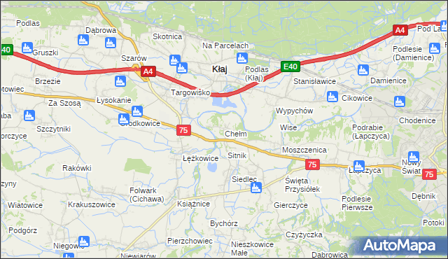 mapa Chełm gmina Bochnia, Chełm gmina Bochnia na mapie Targeo