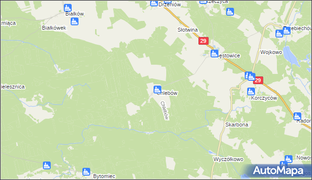 mapa Chlebów gmina Maszewo, Chlebów gmina Maszewo na mapie Targeo