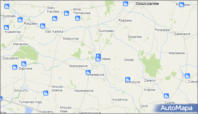 mapa Chlewo gmina Goszczanów, Chlewo gmina Goszczanów na mapie Targeo