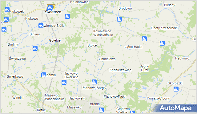 mapa Chmielewo gmina Świercze, Chmielewo gmina Świercze na mapie Targeo