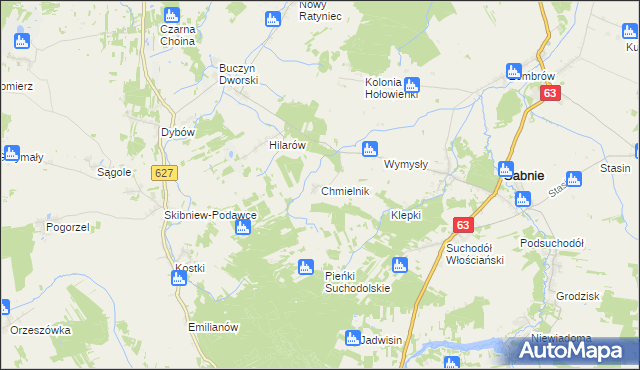 mapa Chmielnik gmina Sabnie, Chmielnik gmina Sabnie na mapie Targeo