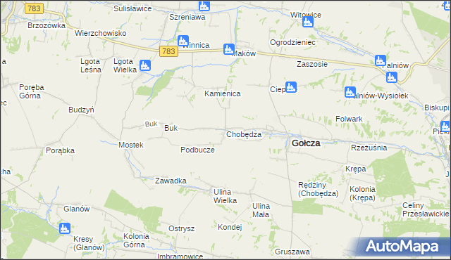 mapa Chobędza, Chobędza na mapie Targeo