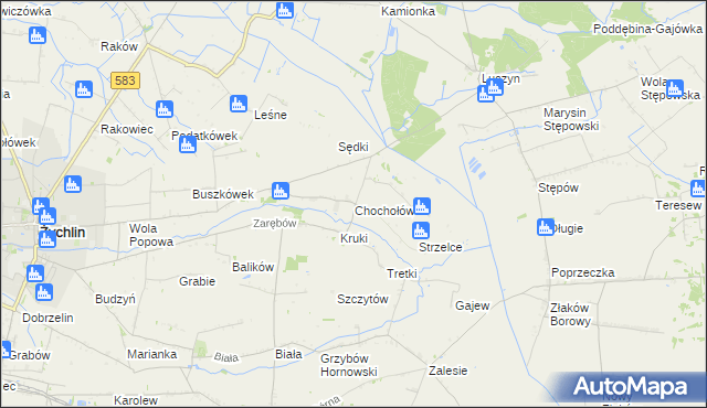 mapa Chochołów gmina Żychlin, Chochołów gmina Żychlin na mapie Targeo