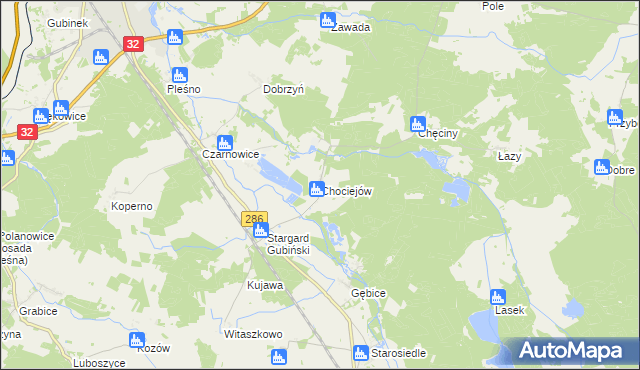 mapa Chociejów, Chociejów na mapie Targeo