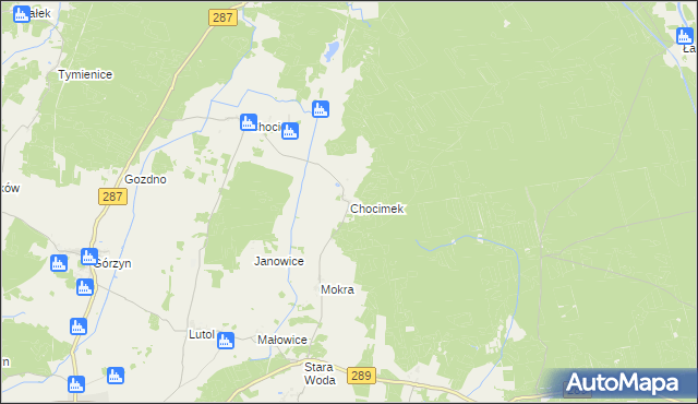 mapa Chocimek, Chocimek na mapie Targeo