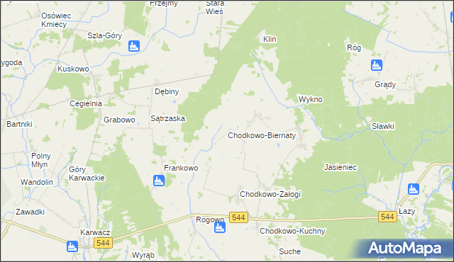 mapa Chodkowo-Biernaty, Chodkowo-Biernaty na mapie Targeo