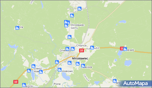 mapa Chojnica gmina Mirosławiec, Chojnica gmina Mirosławiec na mapie Targeo