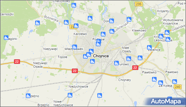 mapa Chojnic, Chojnice na mapie Targeo