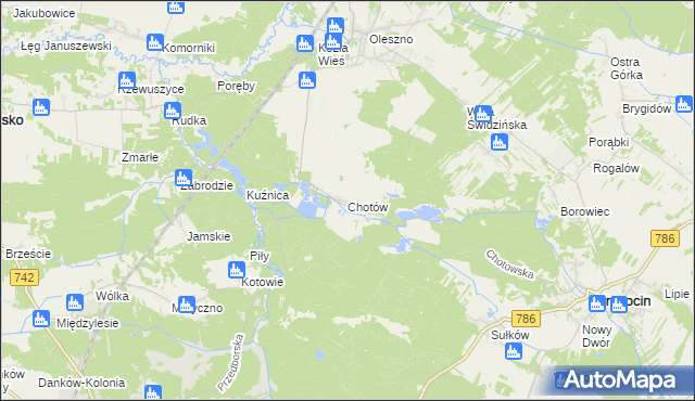 mapa Chotów gmina Krasocin, Chotów gmina Krasocin na mapie Targeo