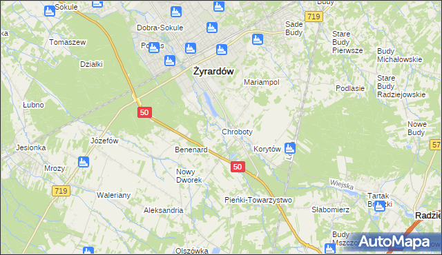 mapa Chroboty, Chroboty na mapie Targeo