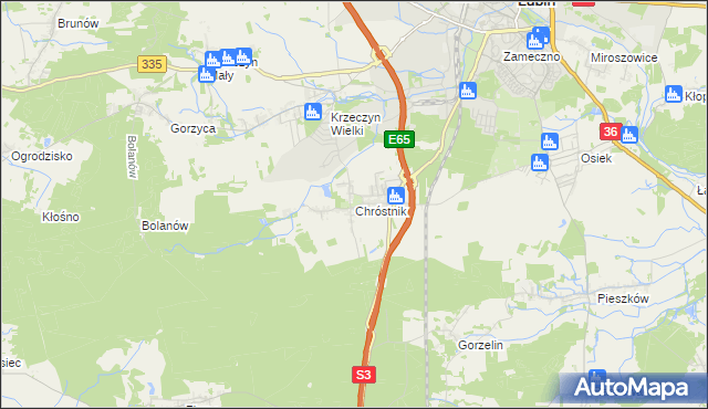 mapa Chróstnik, Chróstnik na mapie Targeo