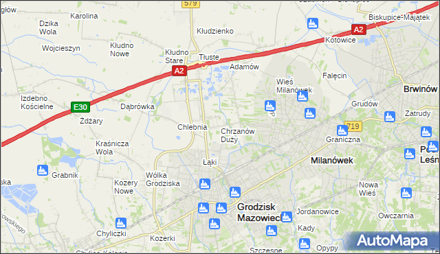 mapa Chrzanów Duży, Chrzanów Duży na mapie Targeo