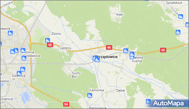 mapa Chrząstowice powiat opolski, Chrząstowice powiat opolski na mapie Targeo