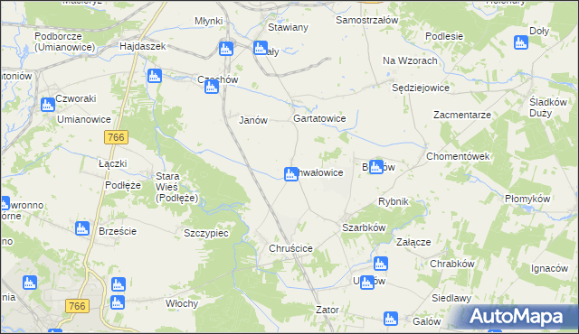 mapa Chwałowice gmina Pińczów, Chwałowice gmina Pińczów na mapie Targeo