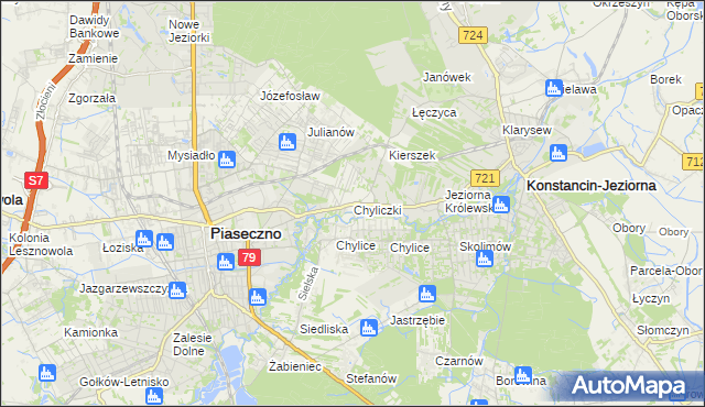 mapa Chyliczki gmina Piaseczno, Chyliczki gmina Piaseczno na mapie Targeo