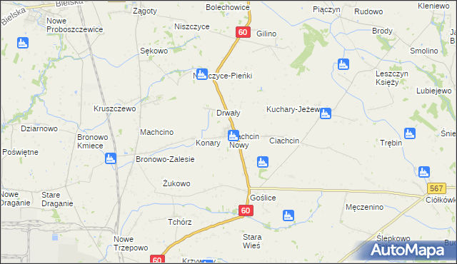 mapa Ciachcin Nowy, Ciachcin Nowy na mapie Targeo