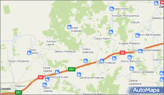 mapa Cibory Gałeckie, Cibory Gałeckie na mapie Targeo