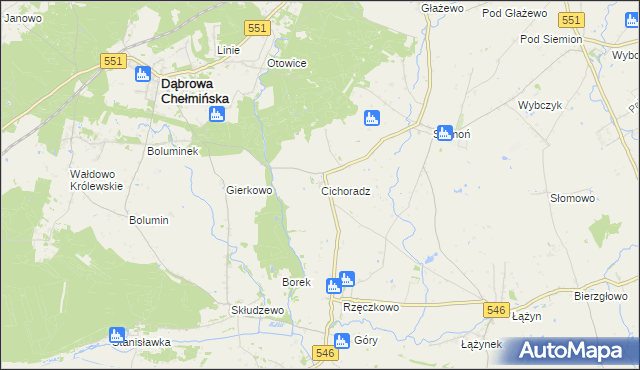 mapa Cichoradz, Cichoradz na mapie Targeo