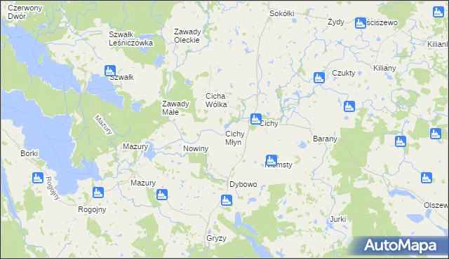 mapa Cichy Młyn, Cichy Młyn na mapie Targeo