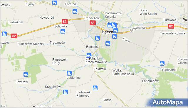 mapa Ciechanki Łęczyńskie, Ciechanki Łęczyńskie na mapie Targeo